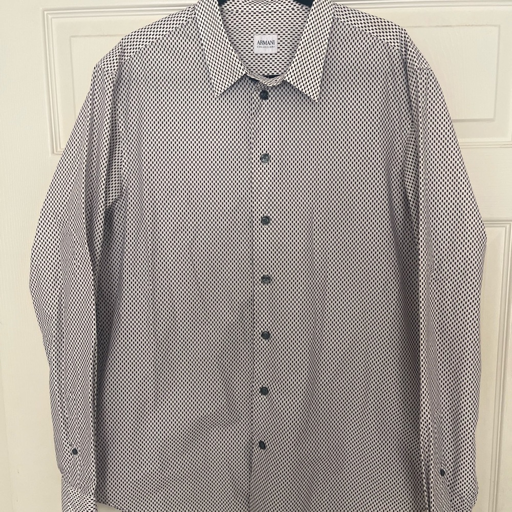 Armani Collezioni Men’s Dress Shirt Checkerboard Pattern